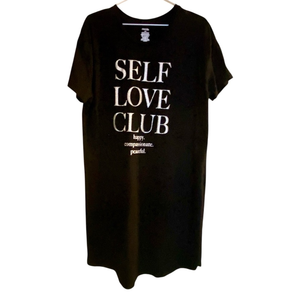 GEORGE®️ Self Love Club Nightshirt | Black & Silver Glitter Print | Large